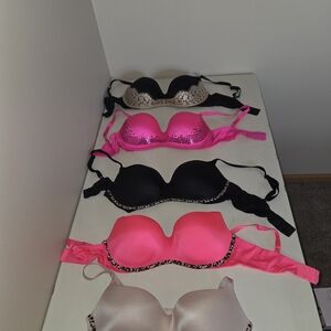 Victoria's Secret Black, Pink, and Cream Bra Collection